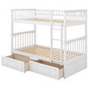 Mystrene Twin over Twin Convertible Bunk Bed with Drawers, White