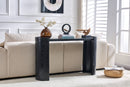 Black curved foyer table - Black wood grain minimalist entrance small space living room sofa side table