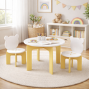 Kids Table and Chair Set, 3-Piece Toddler Table with 2 Chairs, Cute Bear-Back Chairs, Sturdy Wooden Activity Table Set for Kids, Playroom, Bedroom, Preschool