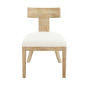 Contemporary Fabric Upholstered Side Dining Chairs Set of 2 with Curved Back in Beige