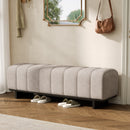 Indoor Dining Bench, Oatmeal Chenille Fabric Bench with Rubber Wood Legs , 250lbs, Comfortable Seating for Dining Room/Living Area