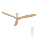 Solid Wood 52 Inch Ceiling Fan, Flush Mount Low Profile, 3 Wood Blades with Remote Control 6 Speeds, Quite DC Motor for Farmhouse/Indoor
