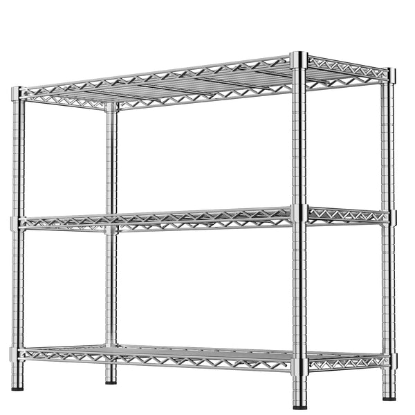 36' 3-Tier Chrome Wire Shelf - 350LBS Per Shelf, Heavy Duty Steel Storage Rack (36'W x 14'D x 36'H), Rust-Resistant for Kitchen/Laundry/Garage