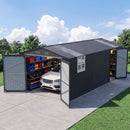 Outdoor Storage Shed 20x10 FT, Metal Garden Shed Backyard Utility Tool House Building with Window 2 Doors and 4 Vents for Car,Truck,Bike, Garbage Can,Tool,Lawnmower