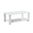 Simple white textured coffee table, 43.3x23.6 x16.5 inches, MDF material, living room furniture with storage space. Nordic minimalist design.