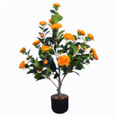 2-Pack Artificial Camellia Trees, 36 in Faux Potted Plants with Orange Flowers for Indoor or Outdoor Decor, Porch, Office, or Home Use