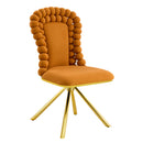 Set of 2 Orange Dutch Velvet Bubble Chair with Gold Metal Legs, Modern Upholstered Accent Chairs for Dining Room & Kitchen