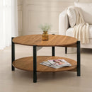 Walnut Finish Coffee Table 1pc Open Shelf Round Top Transitional Living Room Furniture