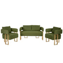 TS Modern Decorative Chair, Green Teddy Fleece Upholstered Side Chair with Gold Metal Legs, No Wheels, Suitable for Living Room, Dressing Area, Reception, Office