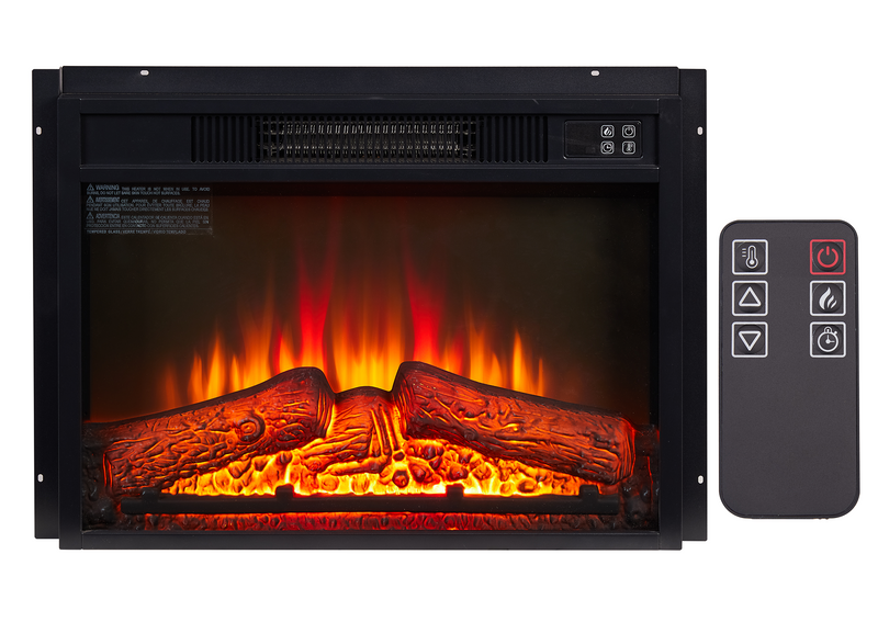 Electric Fireplace Insert 23' 1400W 120V ,Equipped with remote control, ultra thin heater with log set & realistic flame - BLACK