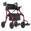 2-in-1 Rollator Walker & Transport Chair for Seniors, Foldable Rolling Walker Wheelchair, Lightweight Aluminum Mobility Walking Aid with Solid PU Wheels, Cup & Cane Holder - Supports 300LBS