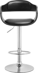 Contemporary Swivel Adjustable Barstool with Padded Seat and Back, Black
