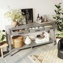 U_STYLE 59.1'' Farmhouse Entryway Table with 3 Drawers, Painted Console Table with Bottom Shelf & Iron Handles, Minimalist Sofa Table for Living Room, Hallway, Kitchen, Bedroom, Office