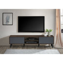 Contemporary 71 in Faux Wood TV Stand Media Console for TVs up to 70'-80', 2 Shelves and 2 Cabinet Entertainment Unit, Dark Walnut/Gray