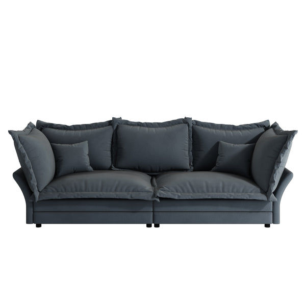 90.55' Modern Comfy Upholstered Sofa Cloud Couch, Deep Seat Couches with Multiple Large Soft Pillows,Convertible Deep Seat Chaise Langue for Living Room Bedroom,Apartment,Office,GREY