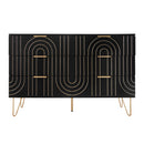 Modern 6-Drawer Dresser, Modern Dresser with Metal Handles, Storage Chest of Drawer, Wide Dresser Drawer Organizers with Carving Design for Bedroom, Living Room, Hallway