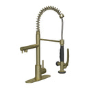 Commercial Single Handle Kitchen Sink Faucet Brushed Gold Pull Down Sprayer Design