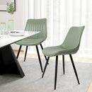 Ergonomic chair with rubberwood frame covered in polyurethane synthetic leather, set of 2, GREEN