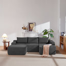 105.7'Cloud Sectional Couch with U-Shaped Chaise,Modern Modular Sofa with Deep Seat, Upholstered Couches for Living Room Bedroom,No Assembly Required,(Corduroy Fabric),Grey
