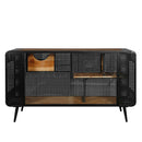 Modern Spacious Cat House with Tempered Glass and Iron Frame for Living Room, Black + Brown