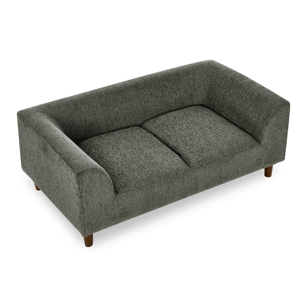 Modern Rectangular Pet Sofa with Backrest and Armrests, Soft Cushion, Dark Grey Linen, Rubber Wood Frame