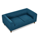 Modern Rectangular Pet Sofa with Backrest and Armrests for Small and Medium Dogs, Soft Cushion - Blue Linen