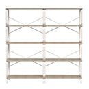 Vintage Industrial Style 5 Tier Large Bookshelf with White Metal Frame
