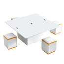 [Video Provided] U-Can Lift-Top Coffee Table with 4 Storage Stools, Modern Space Saving Center Table with Foldable Top, Multi-Functional Adjustable Coffee Table for Living Room