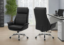 Office Chair, Adjustable Height, Armrests, Ergonomic, Swivel, Computer Desk, Work, Black Leather Look, Chrome Metal, Contemporary, Modern