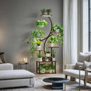 8-Tier Indoor Plant Stand with Grow Lights, 61 in S-Shaped Metal Shelf for Multiple Plants, Black