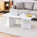 44.8 Inch White MDF Coffee Table - Modern Luxury, Stable Triangular Support.The coffee table is made of medium density fiberboard material and is suitable for living rooms, bedrooms,etc.W1512P282531