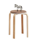 Stackable Solid Wood Stools Set of 4, Round Backless Chairs for Dining Room, Kitchen, Classroom in Coffee Color