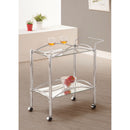 Porch & Den Chrome 2-Tier Rectangular Glass Shelf Metal Bar Cart