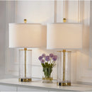 23.25' Modern Glam Glass And Metal Table Lamp Set ( With USB) - Funky Modern Accent Table Lamps for Bedroom Bedside/Nightstand, Living Room & Desk (Set of 2)