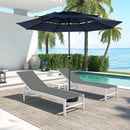 Aluminium 10ft 3 Tier Auto-tilt Umbrella ,Outdoor Patio Umbrella - Market Table Pool Deck Umbrella (Base Not Included)   - (Navy blue )