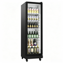 6.9 Cu.Ft Commercial Glass Door Beverage Cooler, Vertical Display Refrigerator with Roll-Bond Evaporator, LED Lighting, Adjustable Shelves & Lockable Swivel Casters for Bar Cafe Store