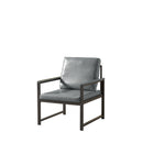 Retro PVC Artificial Leather Armchair with Extra Soft Cushion and Metal Armrests, Gray