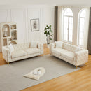 FX 3 seater + 3 seater combo sofa Velvet modern living room sofa with solid wood frame and metal feet, 4 cushions, apartment sofa furniture for living room, living room, office beige