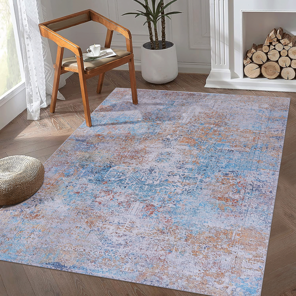 MAVAL Yellow Washable Rug 6x9 Area Rug (Yellow, 6' x 9')