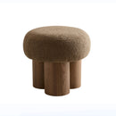 Mushroom Stool with Brown Lamb Wool Seat and Walnut Veneer Barrel PVC Pipe