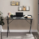 75CM Modern Black Wood Small Desk – Minimalist Design with Metal Frame
