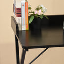 75CM Modern Black Wood Small Desk – Minimalist Design with Metal Frame