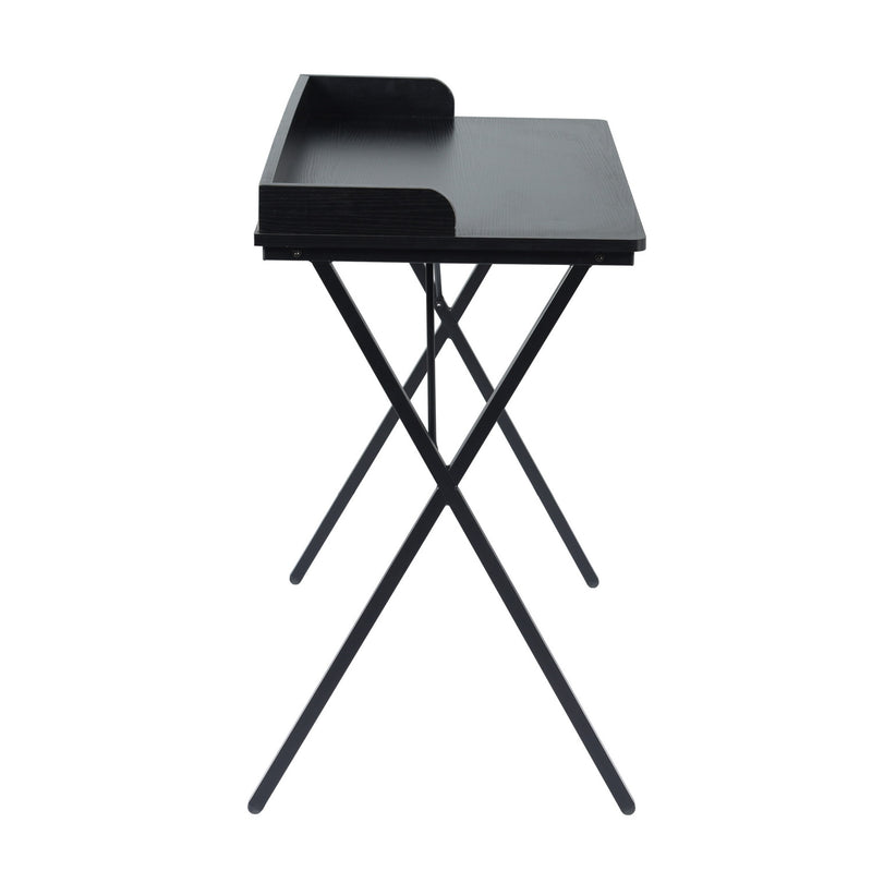 75CM Modern Black Wood Small Desk – Minimalist Design with Metal Frame