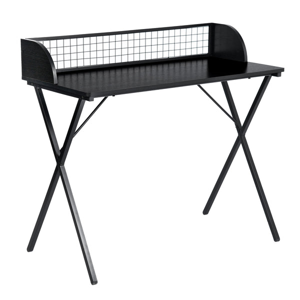 120cm Modern Black Wood Iron Desk – Metal Frame with Wood Top