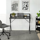 120cm Modern Black Wood Iron Desk – Metal Frame with Wood Top