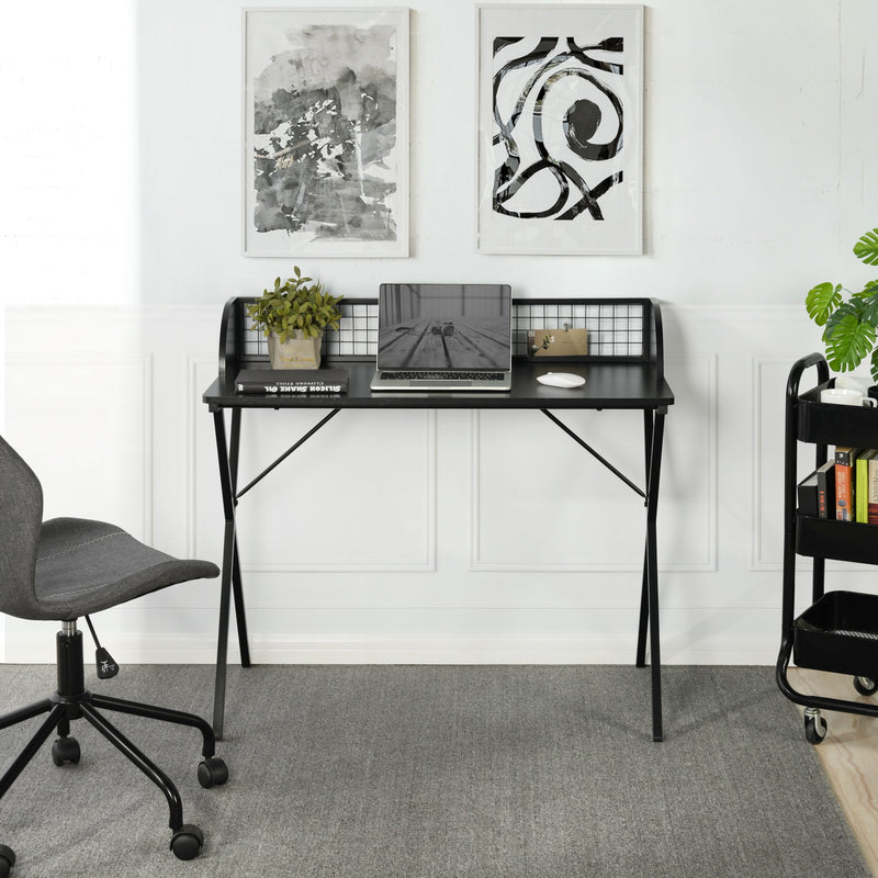 120cm Modern Black Wood Iron Desk with Metal Frame
