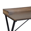 Modern X-Leg Desk with Raised Back Edge - Brown Wood & Black Metal Frame