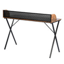 Vintage Brown Mesh Back Desk - Industrial X-Leg Design