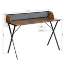 Vintage Brown Mesh Back Desk - Industrial X-Leg Design