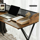 Vintage Brown Mesh Back Desk - Industrial X-Leg Design